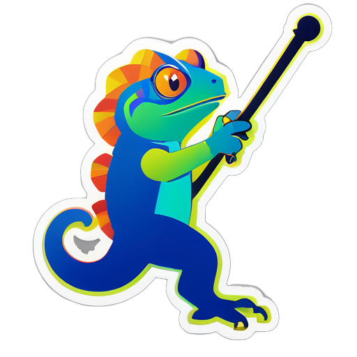 Caméléon classique avec baguette de chef d'orchestre sticker