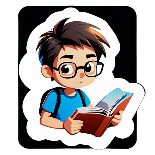 A student reading books but he can not understand anything  sticker