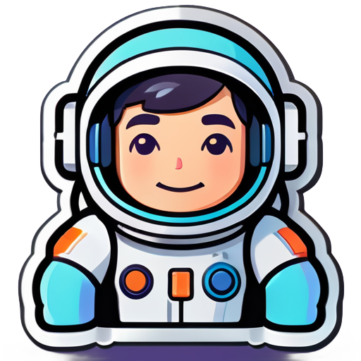 Avatar de astronauta no estilo Nintendo, desenhado com um único traço sticker