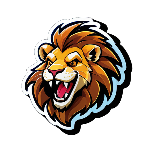 create an gaming logo of an happy lion sticker