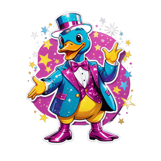 Pato Disco com Terno de Glitter sticker