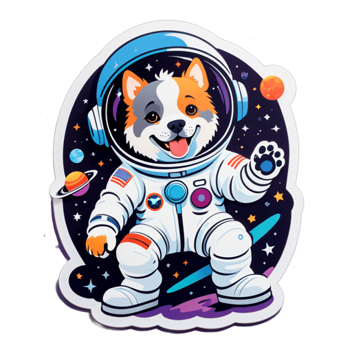 Playful Dog Astronaut sticker