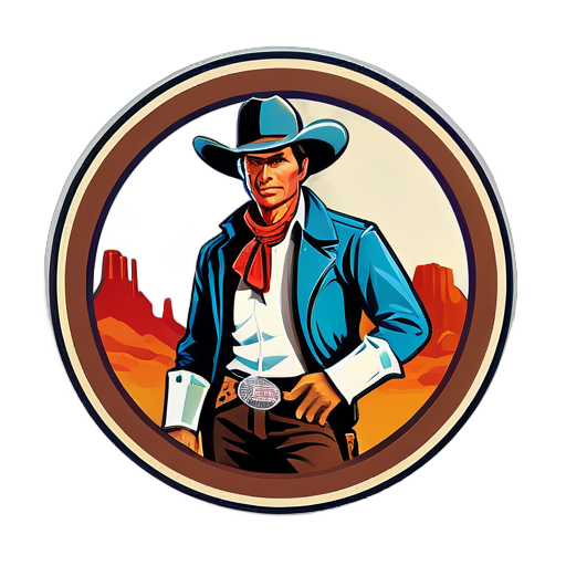 American retro-style Western cowboy sticker