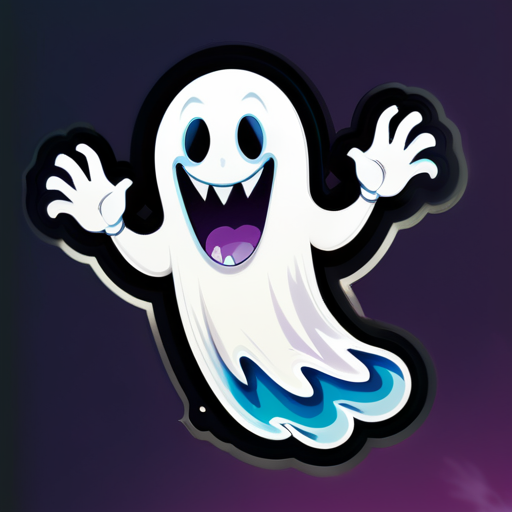 fantasma amigable alejándose de problemas fondo desvanecido del exterior de un cine sticker