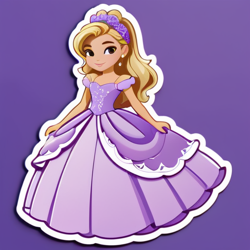 niña rubia con vestido lila de quinceañera  sticker