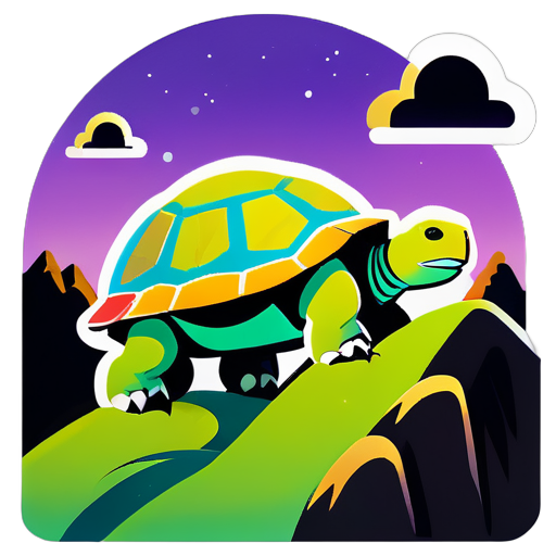 big turtle sleeping on mountain sticker