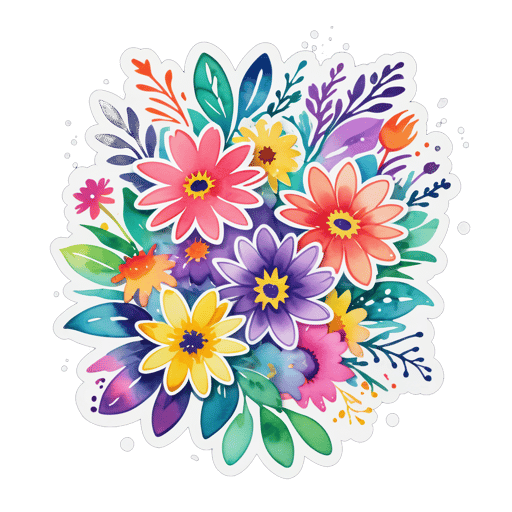 Salpicos de Aquarela Floral sticker