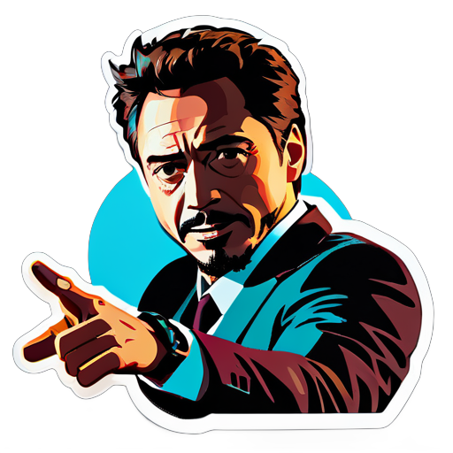 tony stark giving something in hand
 sticker