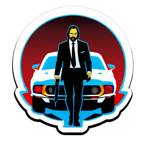 "Hitman" ford mustang se encuentra detrás de John Wick sticker