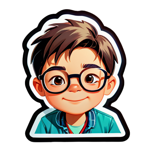 An ordinary boy wearing glasses sticker