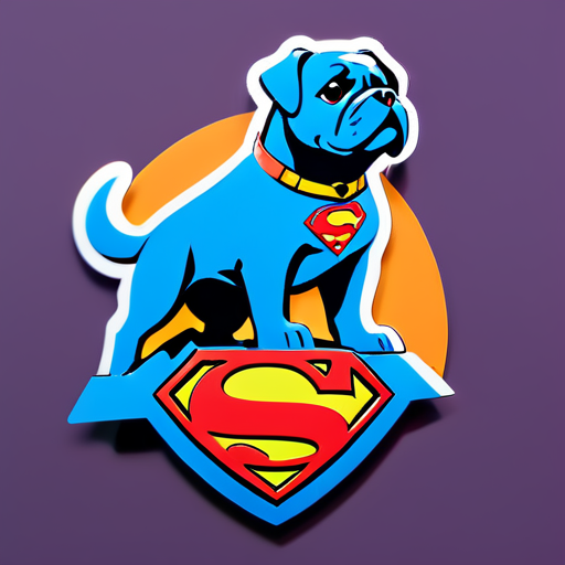 superman on top of dog
 sticker