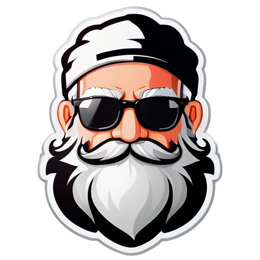 Beard: Well-groomed, stylish white beard for a wise and experienced look.
Glasses: Modern, sleek black glasses adding sophistication and intelligence.
Cap: Upside-down cap for a quirky and adventurous vibe, reflecting creativity and individuality. sticker