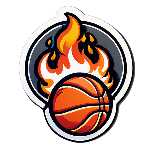 basketball with fire sticker