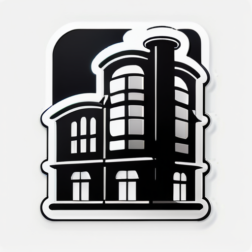 factory
, cartooned style, side view,  black and white sticker