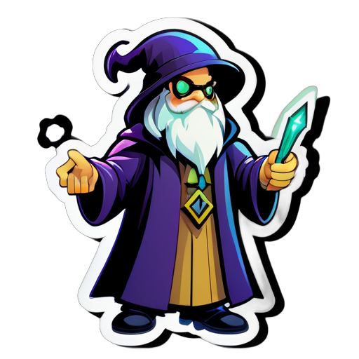 generate a hacker wizard sticker in comic version
 sticker