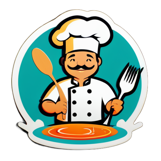 Un chef est en train de cuisiner sticker