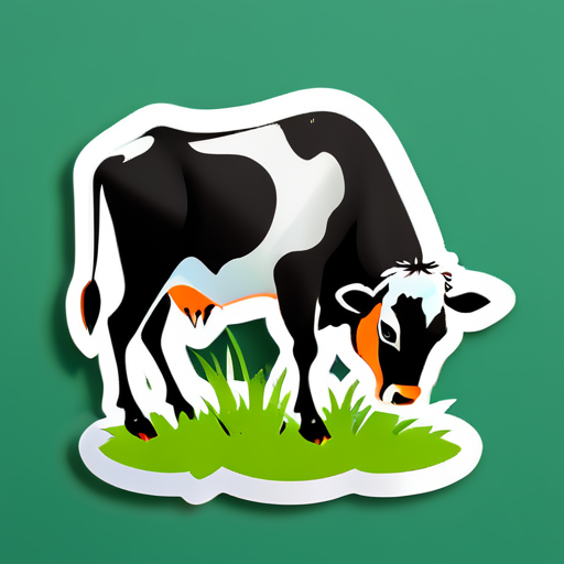 vaca comiendo la hierba sticker