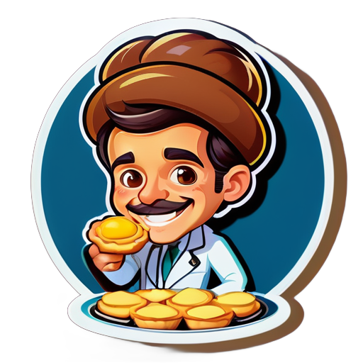 doctor eats a Portuguese egg tarts sticker