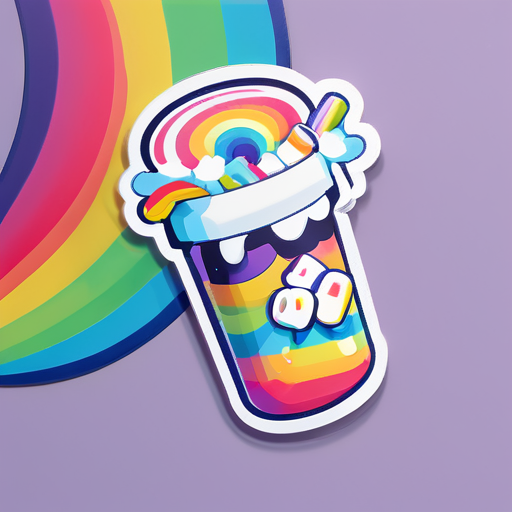 A prescription bottle spilling rainbow marshmallows  sticker