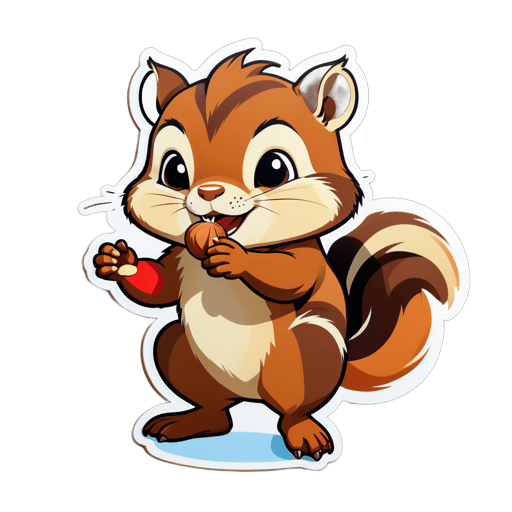 Brown Chipmunk Storing Nuts sticker