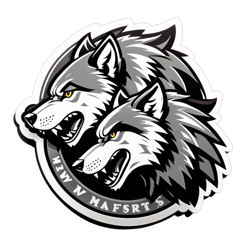 Lobos de estaño musculosos sticker