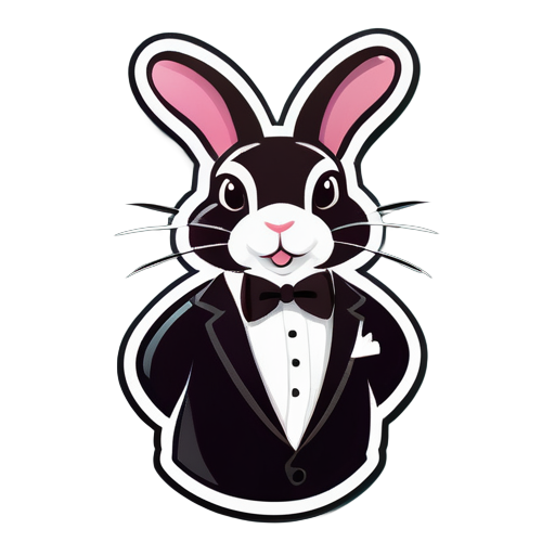 Un lapin comme logo avec un smoking sticker