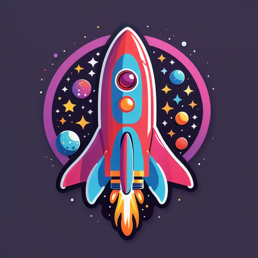 Cosmic Rocket Ship sticker