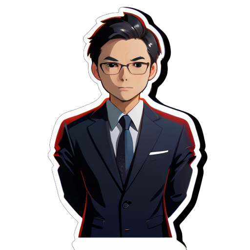 An intermediary in a suit, only needs the upper body, Chinese image sticker