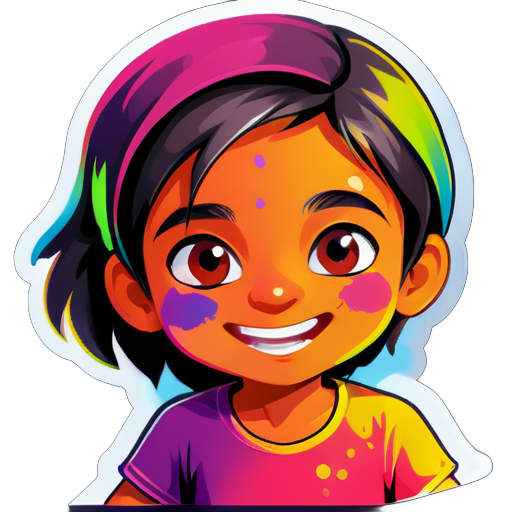 generate boy and girl with playing Holi sticker