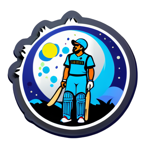 Dhoni in Moon sticker