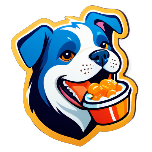 dog with food in mouth sticker