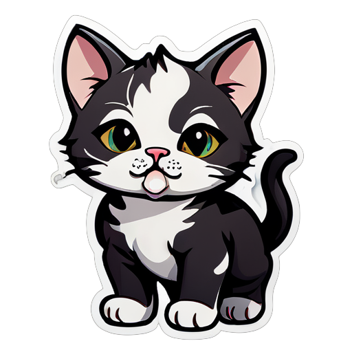 Gatinho calmo com piercing no septo como um touro sticker