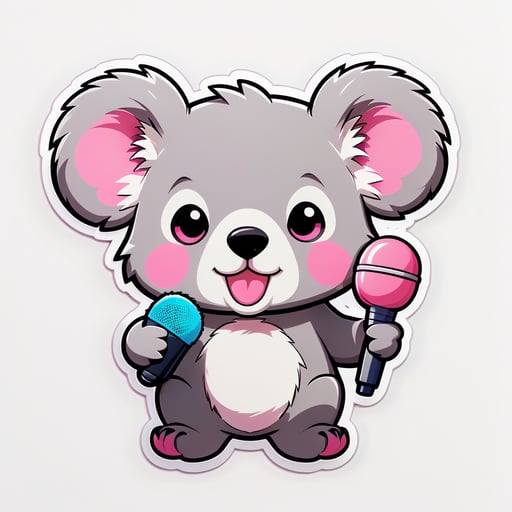 Koala Kawaii com Microfone Rosa sticker