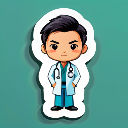 médecin asiatique sticker