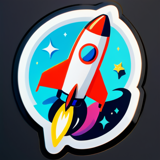 a rocket flying in the middle of the letter "X" sticker