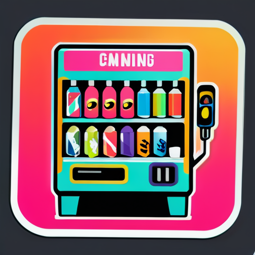 Sticker of a vending machine with weapons inside. sticker