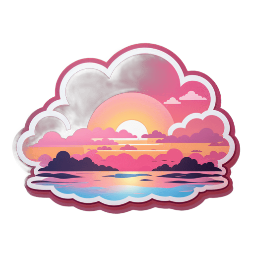 Nubes rosadas a la deriva al atardecer sticker