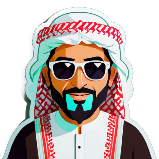 A saudi man with traditional clothing and sunglasses sticker