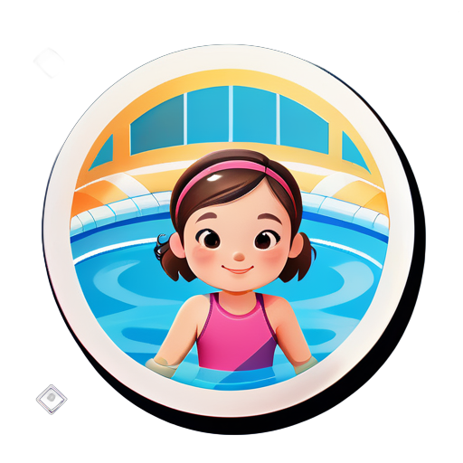 Mis dos hijas están nadando en la piscina, la hermana mayor tiene 4 años y es un poco delgada, la hermana menor tiene 2 años y está un poco más gordita. sticker