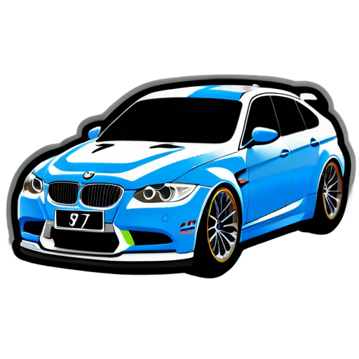 La BMW 3GT, immatriculée JI R9HT82 sticker