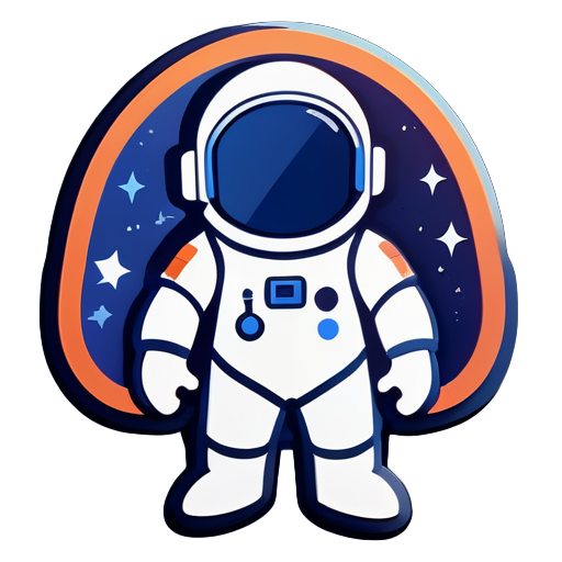 Astronaut avatar on Nintendo style, drawn in one stroke, deep blue sticker