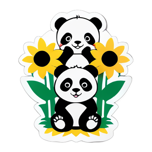 family flags with panda and sunflower sticker