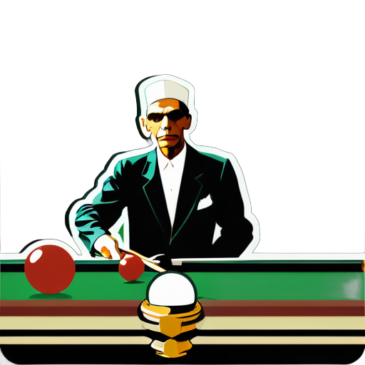 Quaid e Azam Muhammad Ali Jinnah playing billiards sticker