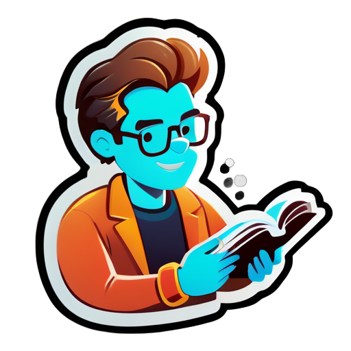 generate sticker of man reading a book
 sticker