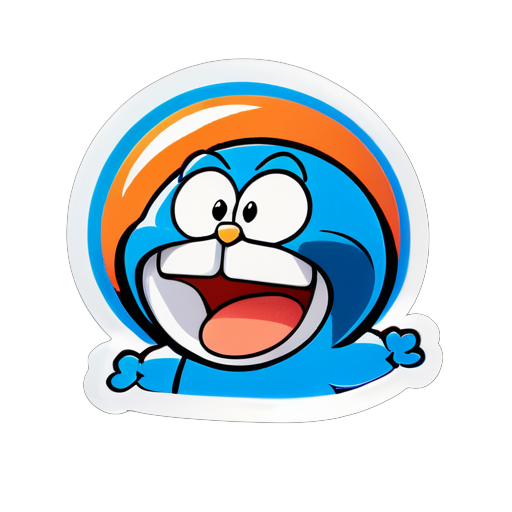 doraemon gritando um nome 'Madhav' sticker