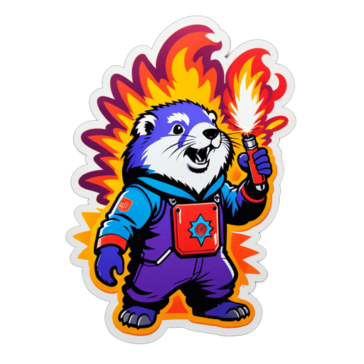 Marmotte métallique avec des effets pyrotechniques sticker