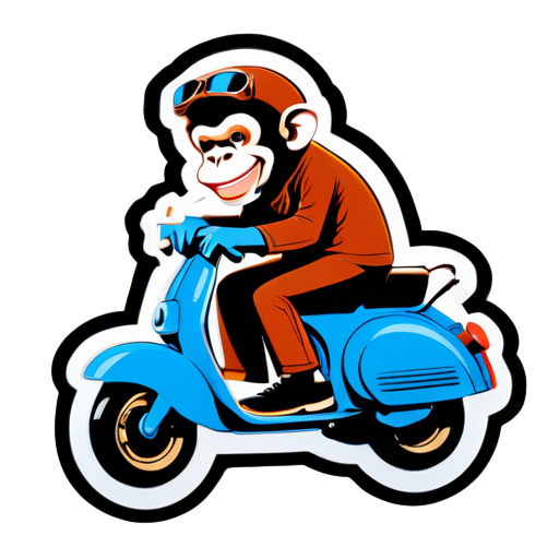 Monkey ride vespa sticker