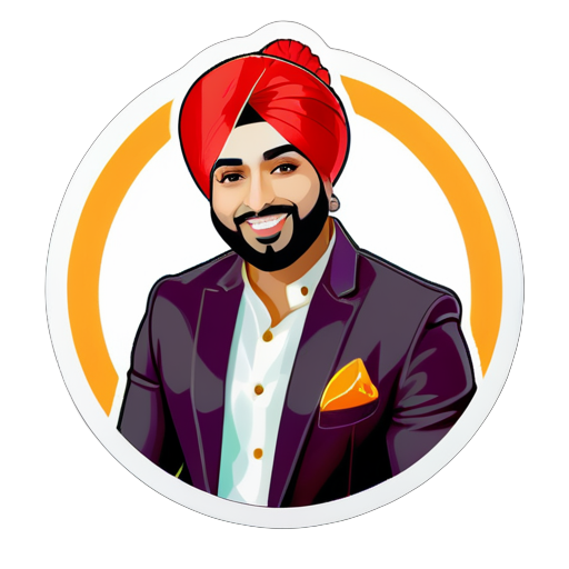 
"Please generate a sticker of Karan Aujla, the Punjabi Indian singer." sticker