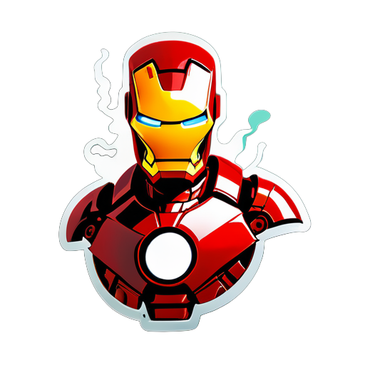 Half-body statue of Iron Man smoking sticker