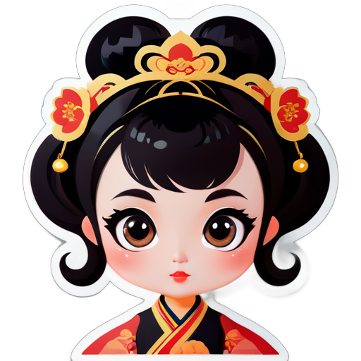 Chinese beauty, big eyes, high nose bridge, thick hair sticker